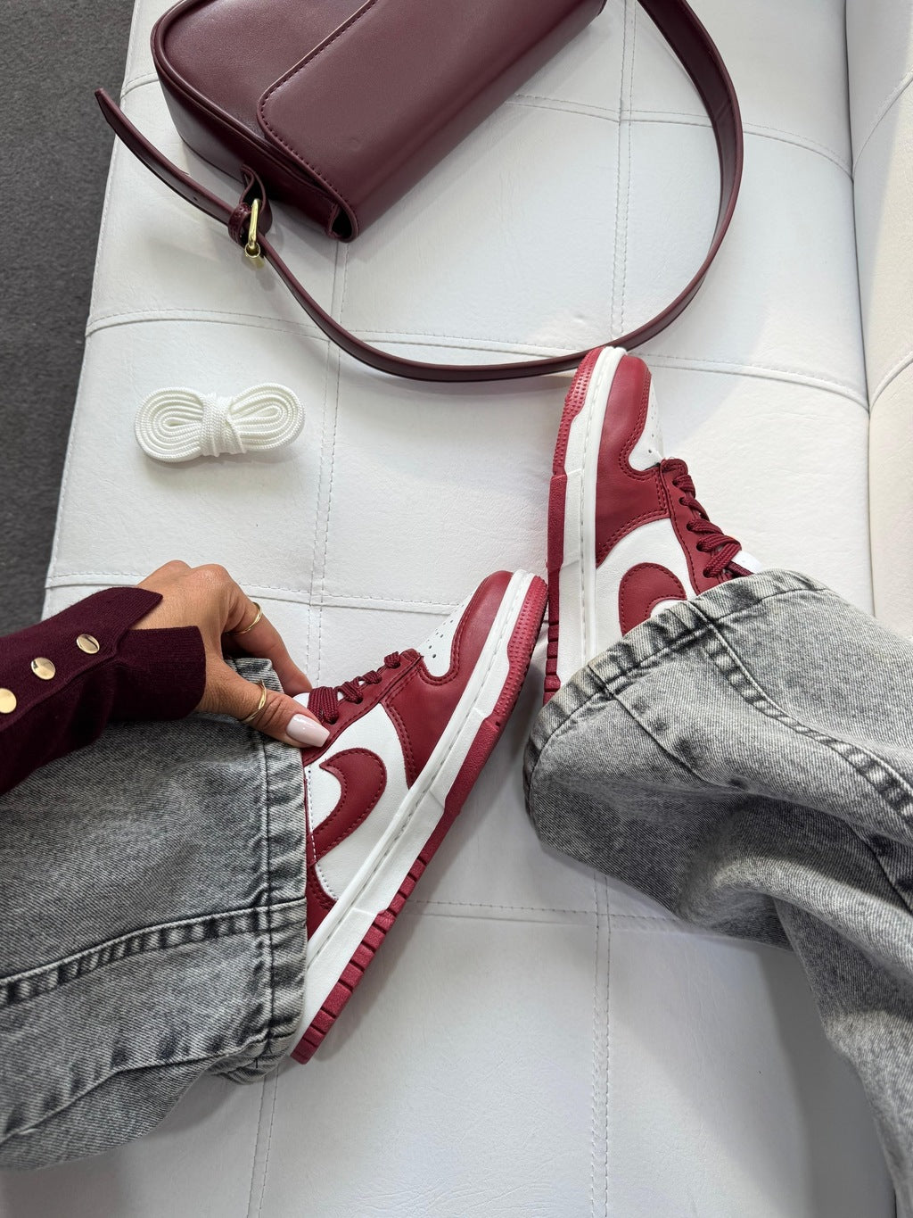 Tênis Nike Dunk Low Bordô Couro