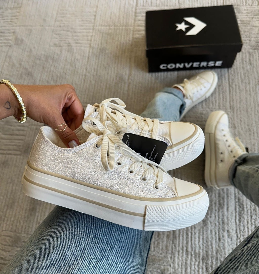 Tênis All Star Shine Prata Plataforma