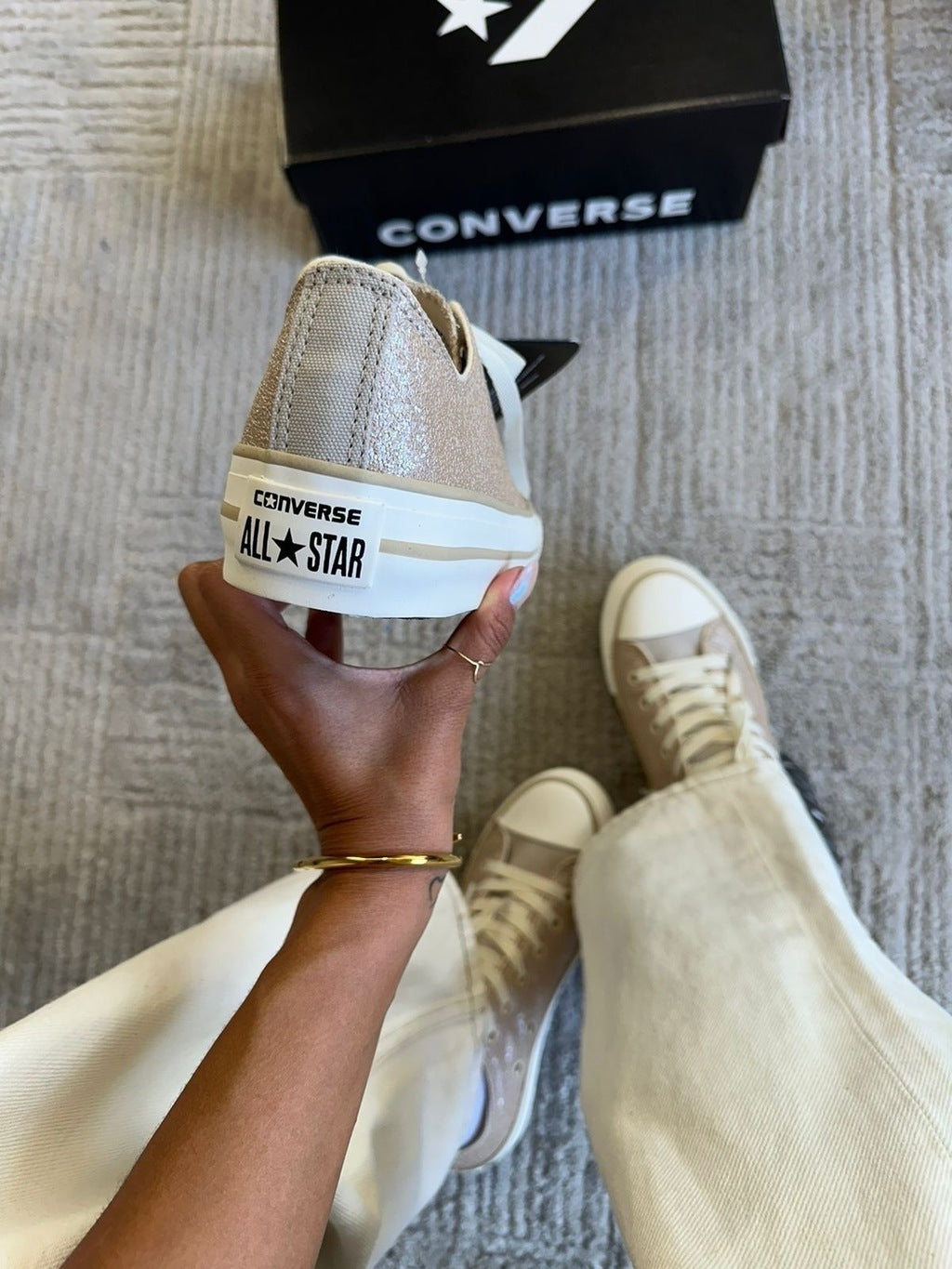 Tênis All Star Shine Ouro Plataforma