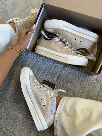 Tênis All Star Shine Ouro Plataforma