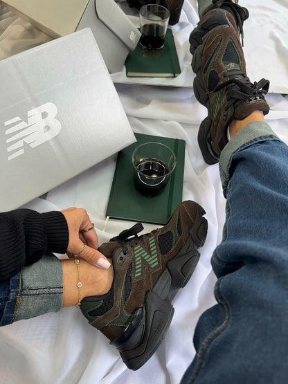 Tênis New Balance 9060 Marrom Militar Couro 100% Legítimo