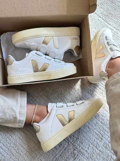 Tênis V Velcro Branco Ouro Premium