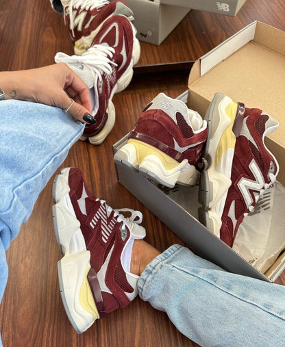 Tênis New Balance 9060 Bordo Couro 100% Legítimo