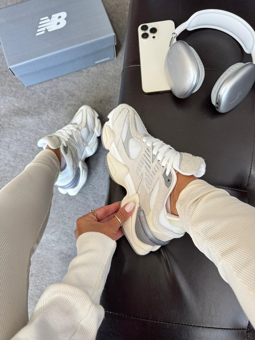 Tênis New Balance 9060 Cloud Gray Couro 100% Legítimo