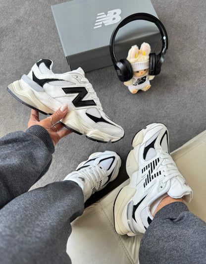 Tênis New Balance 9060 Branco e Preto Couro 100% Legítimo