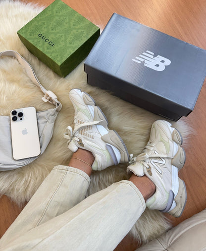 Tênis New Balance 9060 Bege Couro 100% Legítimo