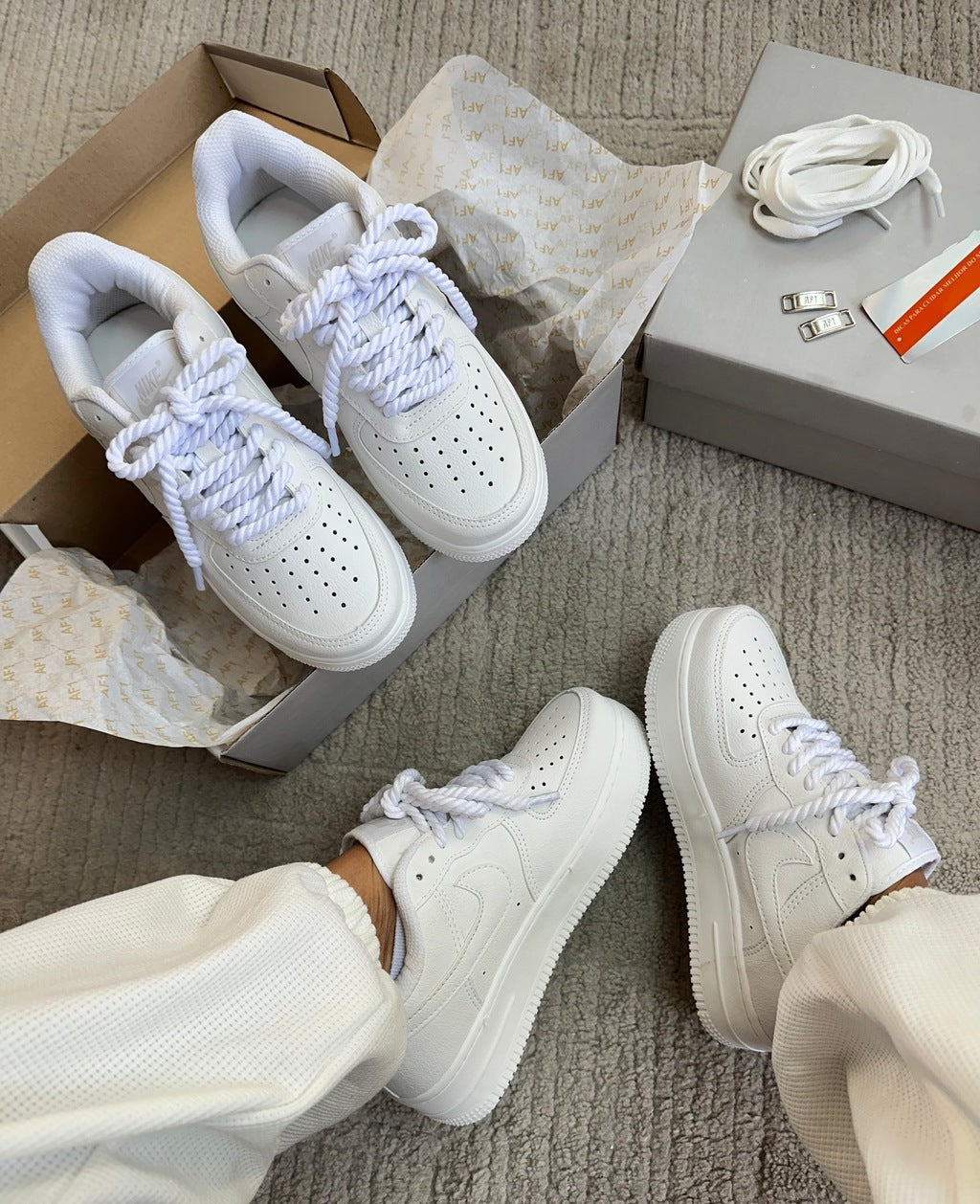 Tênis Nike Air Force Branco Cordão Luxo