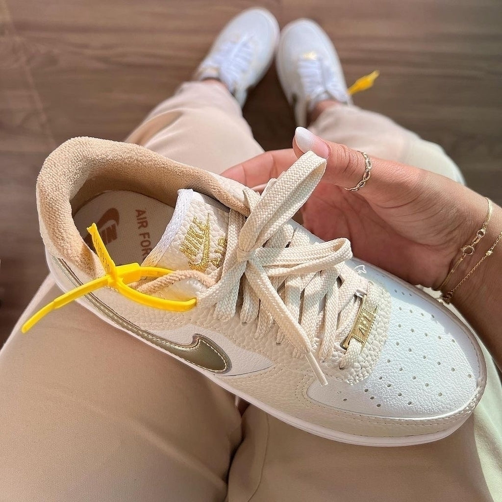 Tênis Nike Air Force Off White Ouro Luxo