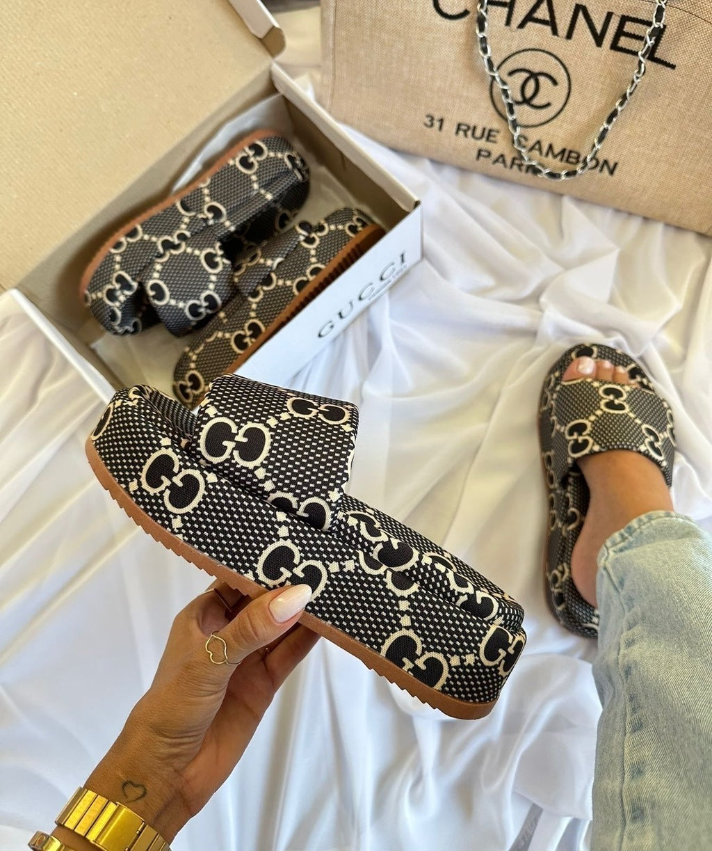 Slide Gucci Plataforma Confort - Luxo