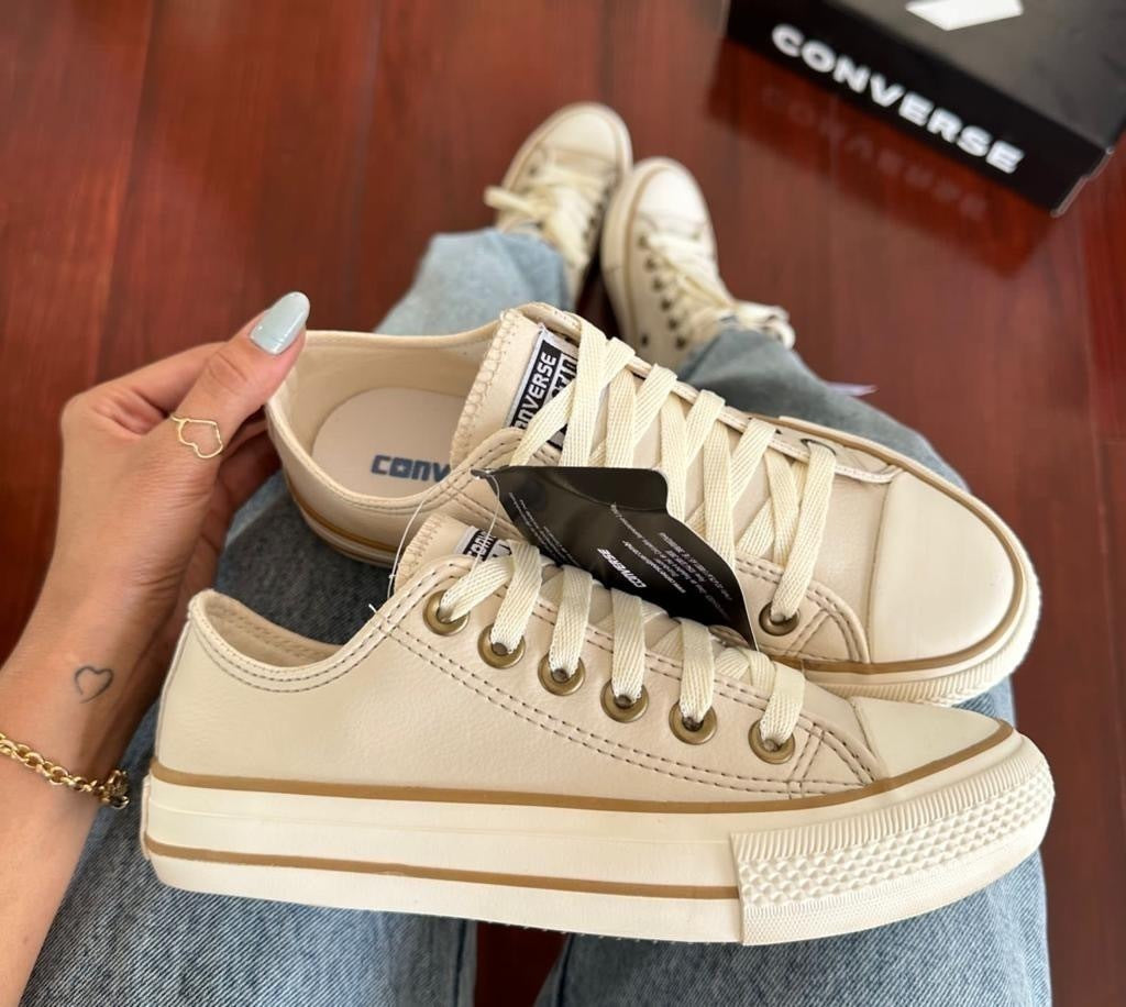 Tênis All Star Areia Couro Vulcanizado