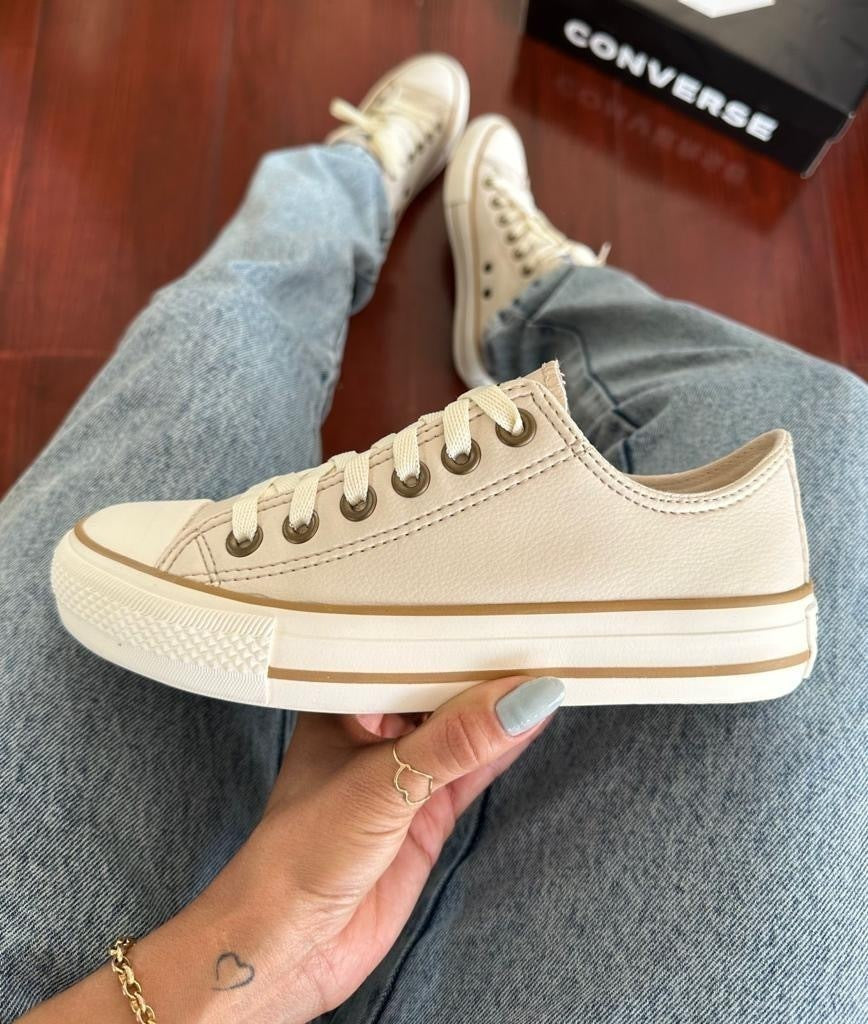 Tênis All Star Areia Couro Vulcanizado