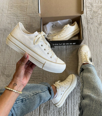 Tênis All Star Shine Prata Plataforma