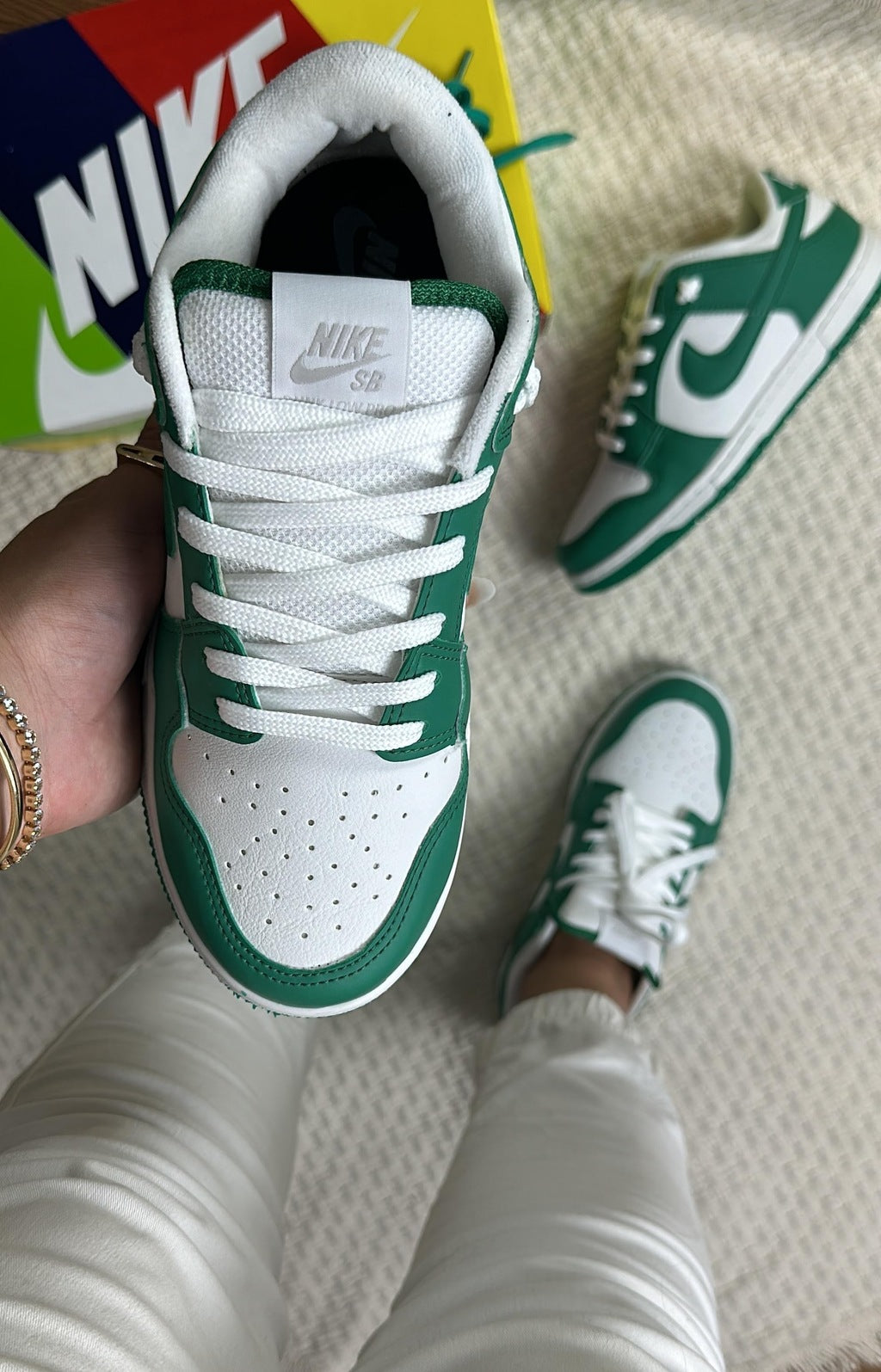 Tênis Nike Dunk Low Branco e Verde