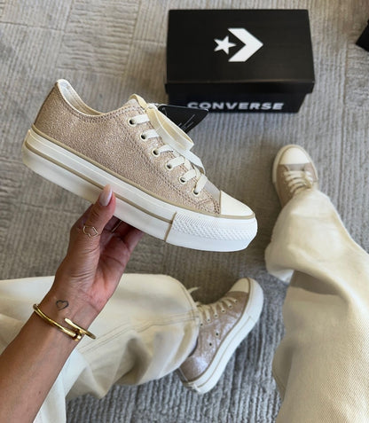 Tênis All Star Shine Ouro Plataforma