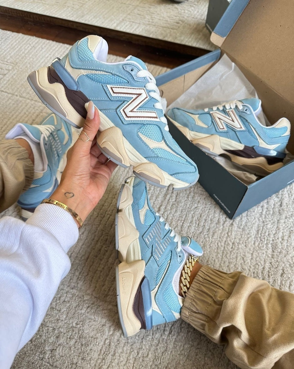 Tênis New Balance 9060 Azul Couro 100% Legítimo