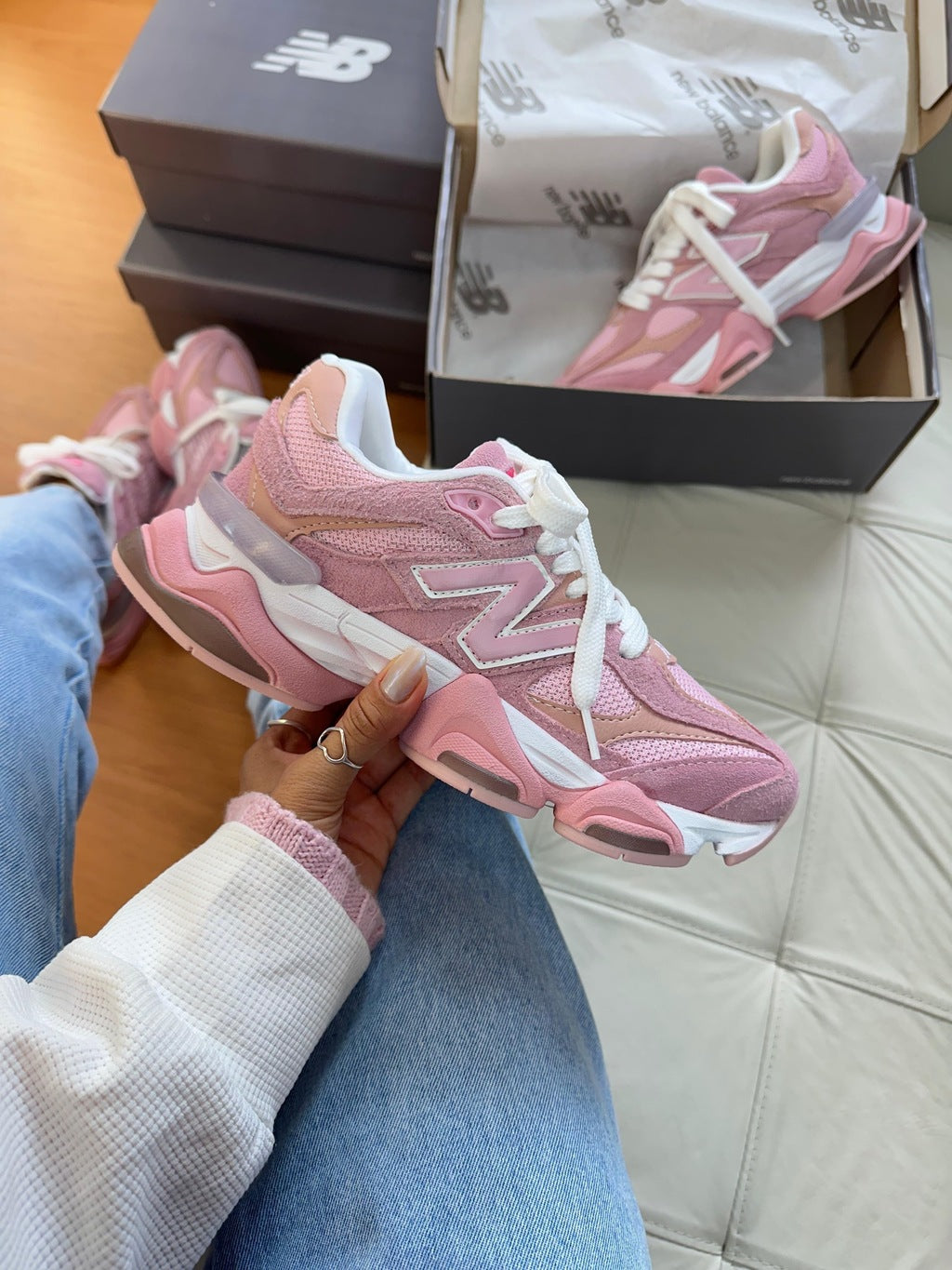 Tênis New Balance 9060 Rosa Couro 100% Legítimo
