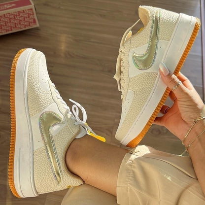 Tênis Nike Air Force Off White Ouro Luxo
