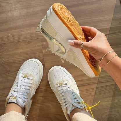 Tênis Nike Air Force Off White Ouro Luxo