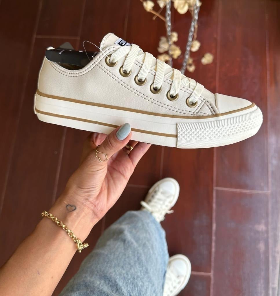 Tênis All Star Areia Couro Vulcanizado