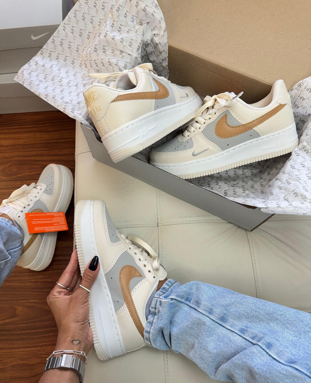 Tênis Nike Air Force Bege Cinza Prime