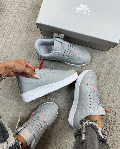 Tênis Nike Air Force Cinza e Rosa Premium