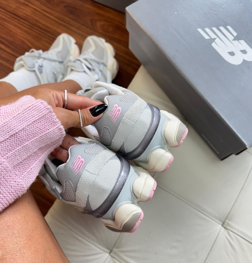 Tênis New Balance 9060 Cinza Rosa Couro 100% Legítimo
