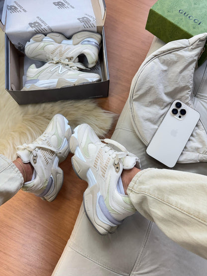 Tênis New Balance 9060 Bege Couro 100% Legítimo