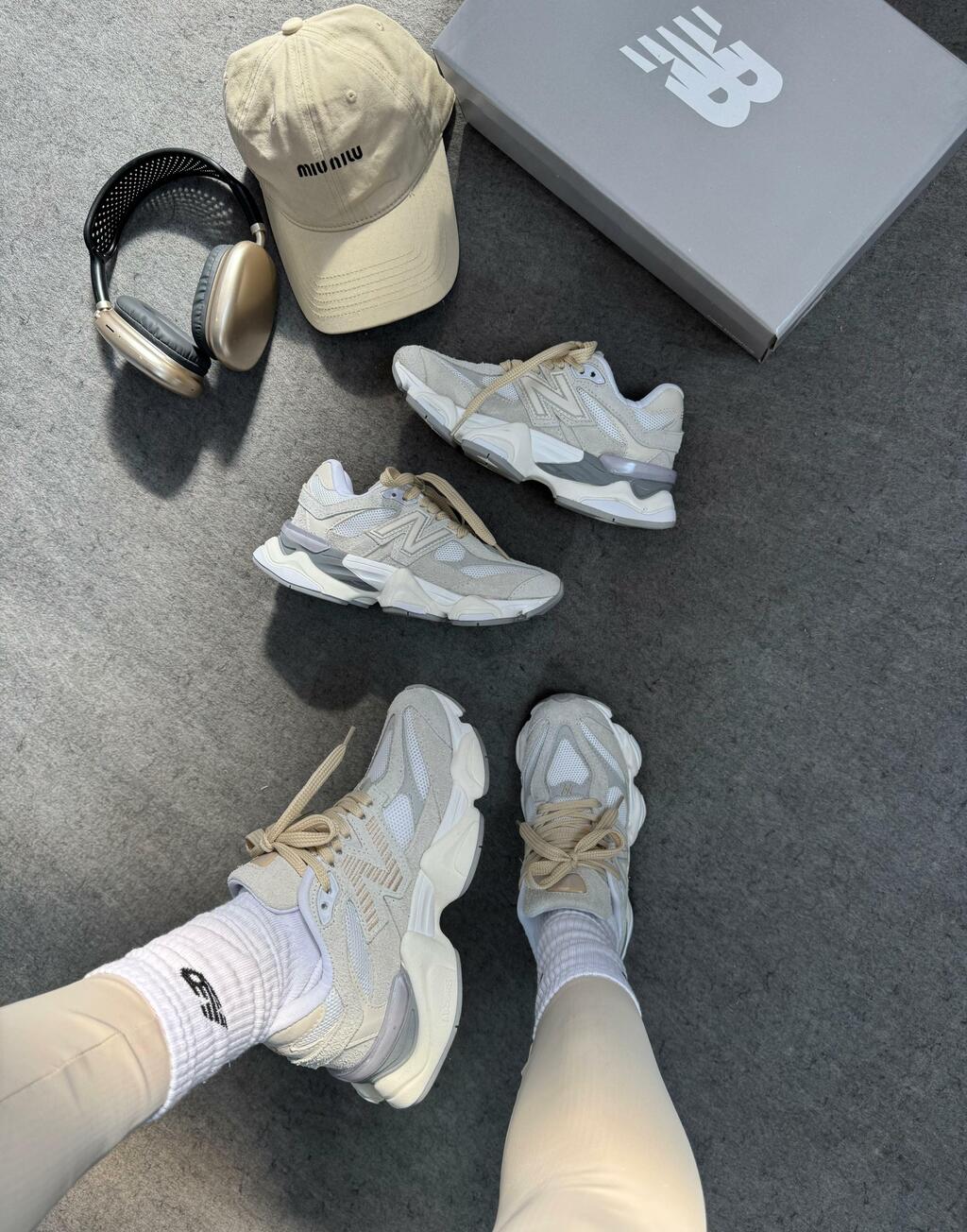 Tênis New Balance 9060 Cinza Off Couro 100% Legítimo