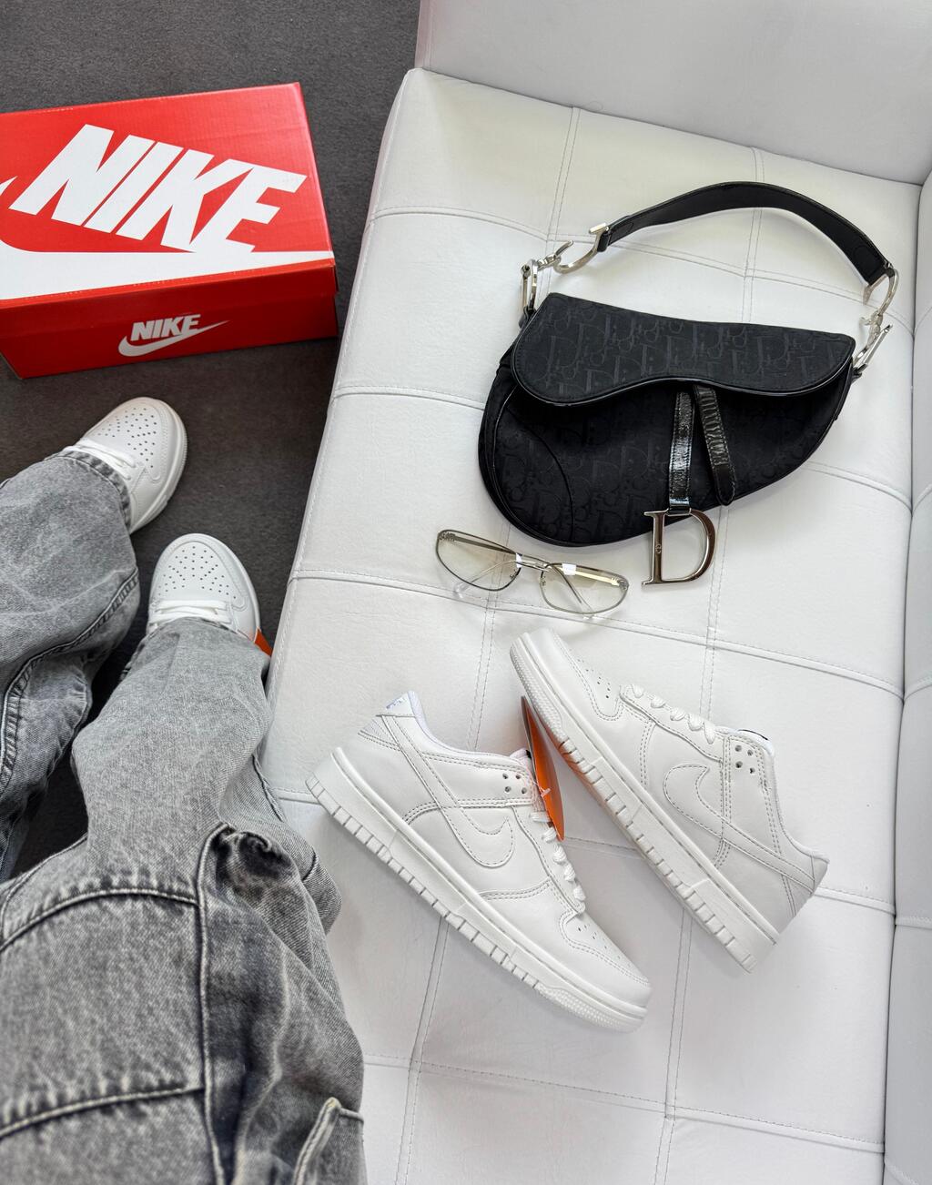 Tênis Nike Dunk Low Branco Couro