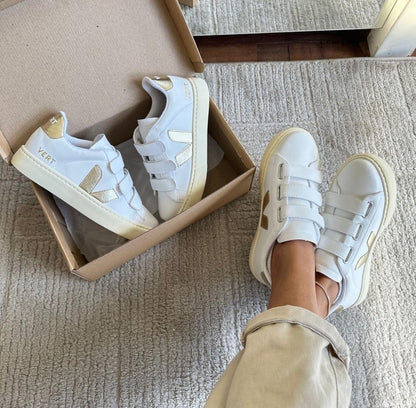 Tênis V Velcro Branco Ouro Premium