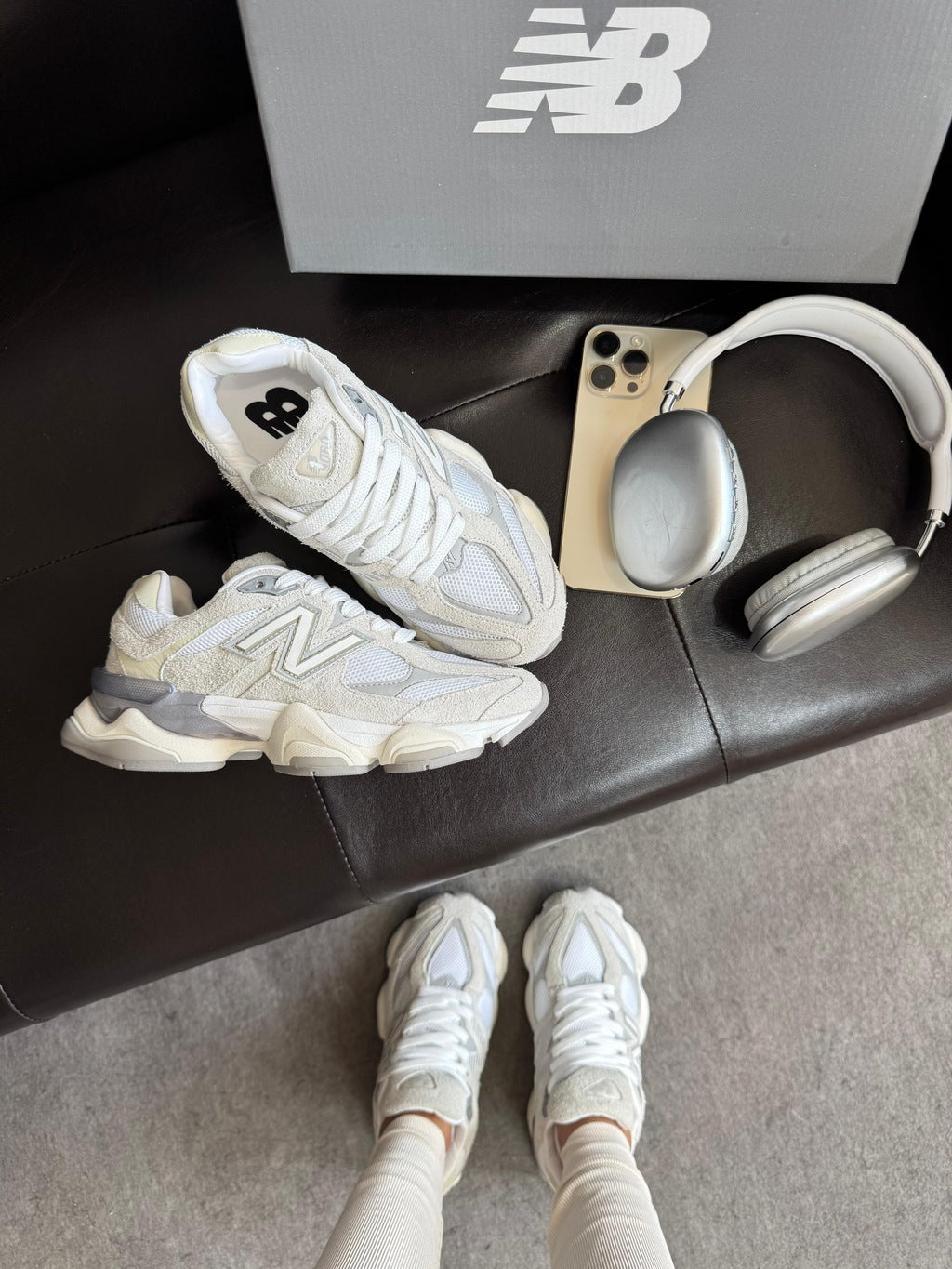 Tênis New Balance 9060 Cloud Gray Couro 100% Legítimo