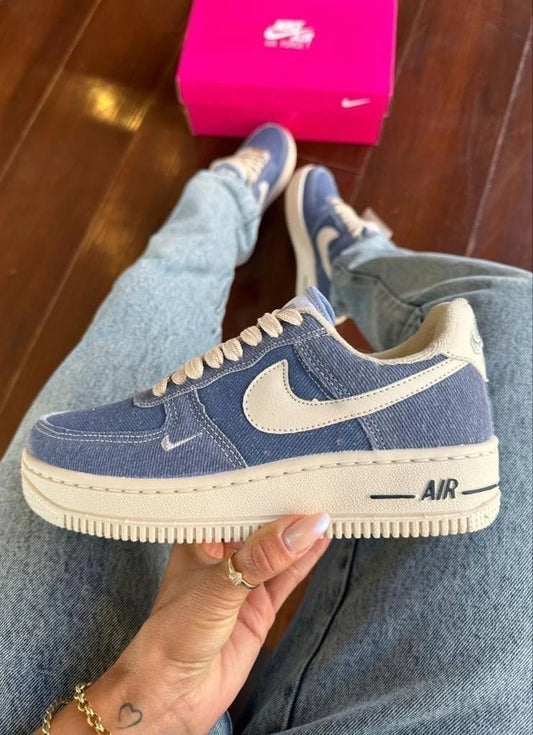 Tênis Nike Air Force Azul Jeans Luxo