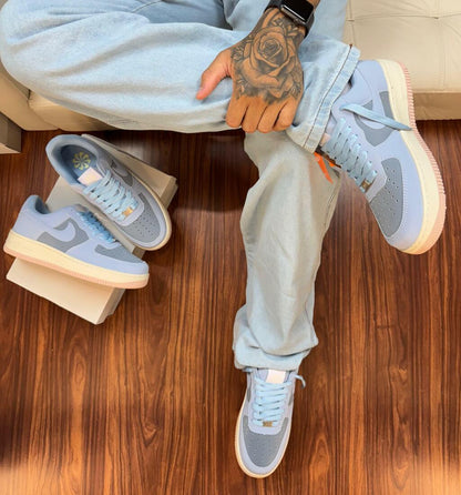 Tênis Nike Air Force Azul e Rosa Bebe Premium