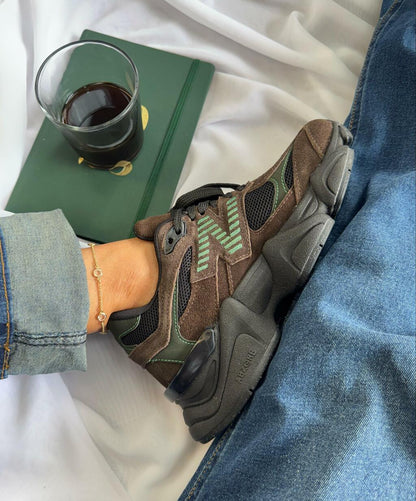 Tênis New Balance 9060 Marrom Militar Couro 100% Legítimo