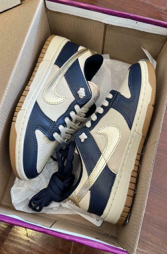 Tênis Nike Dunk Azul Dourado