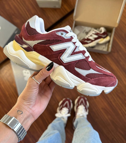 Tênis New Balance 9060 Bordo Couro 100% Legítimo