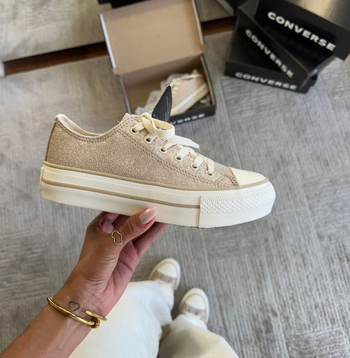 Tênis All Star Shine Ouro Plataforma