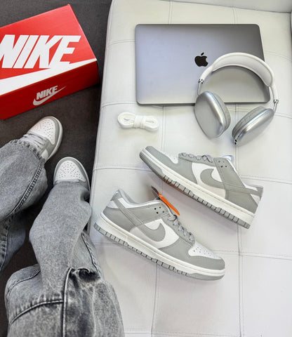 Tênis Nike Dunk Low Cinza Couro Vegano