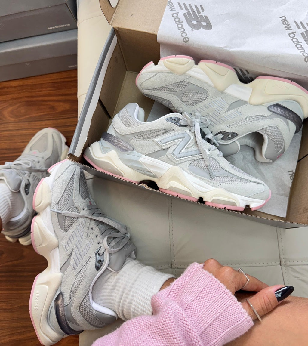 Tênis New Balance 9060 Cinza Rosa Couro 100% Legítimo
