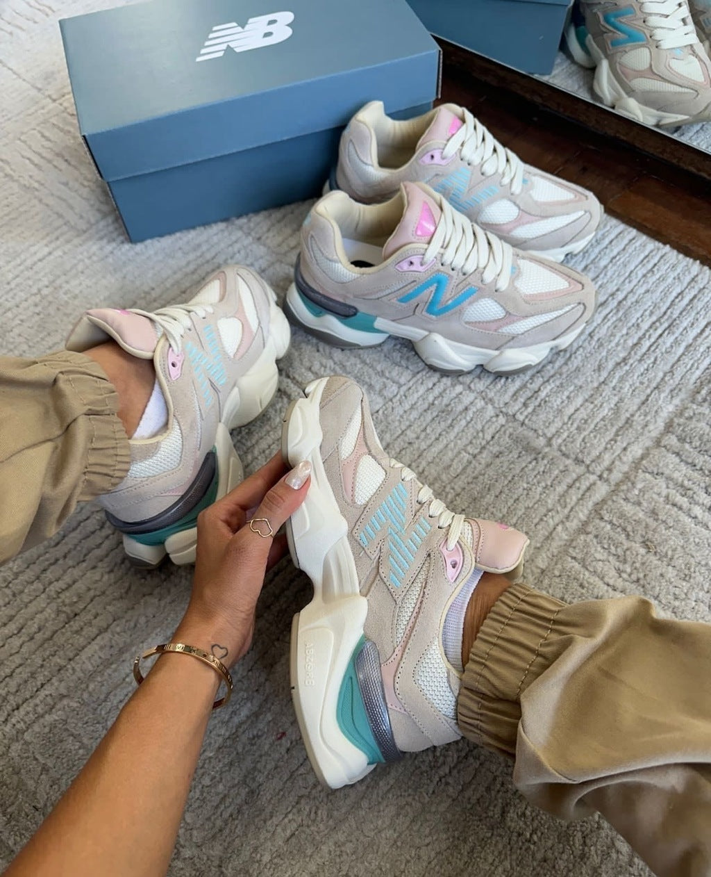 Tênis New Balance 9060 Off Azul Couro 100% Legítimo