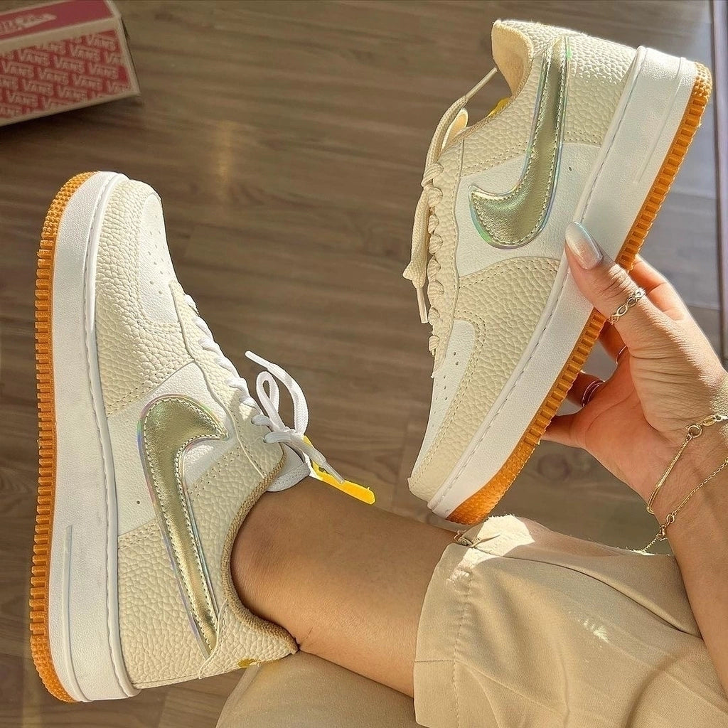 Tênis Nike Air Force Off White Ouro Luxo