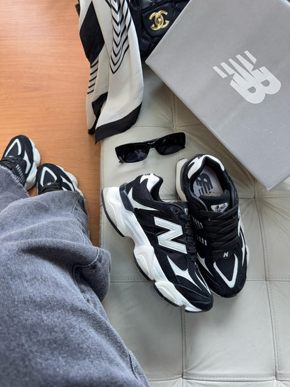 Tênis New Balance 9060 Preto e Branco Couro 100% Legítimo